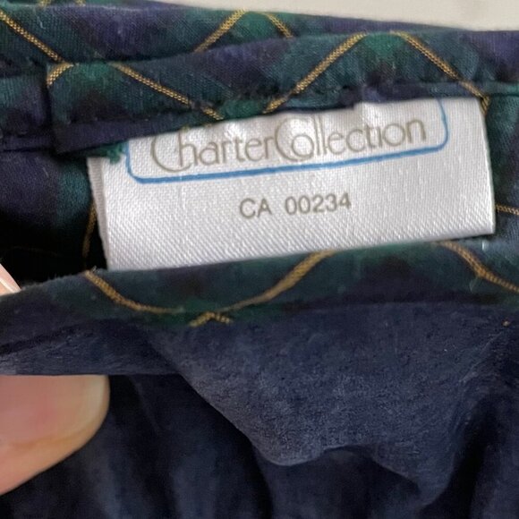 Charter Collection Vtg Fleece Lined Acrylic Gloves Tartan Trim Blue Grn Sz M - Picture 6 of 10